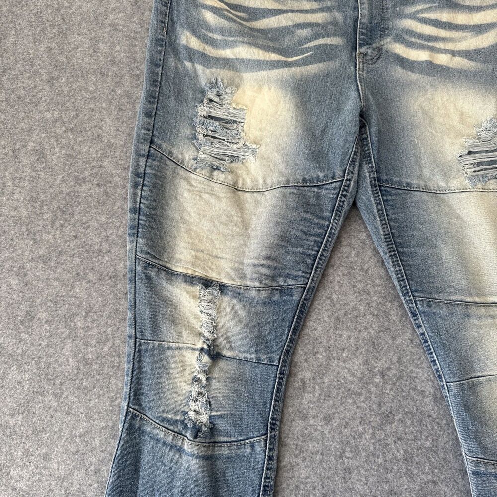 GS-115 Mens High Rise Skinny Distressed Stretch Blue Jeans Size 42 - Picture 3 of 14